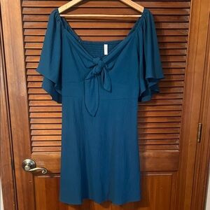 Teal Off-Shoulder Dress